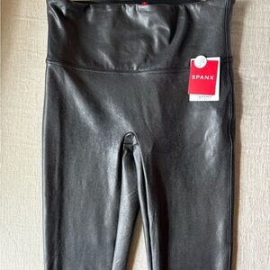 Spanx Black Faux Leather Leggings Size M